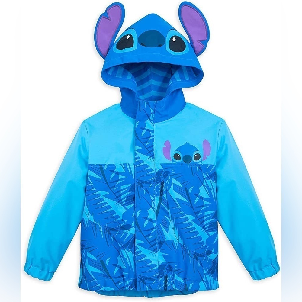 Rare ! Disney Stitch Packable Rain Jacket and Attached Carry Bag for Kids - Picture 1 of 3